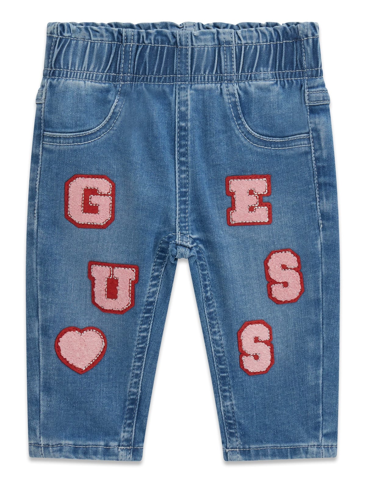 Бебешки дънки с декоративен надпис Guess