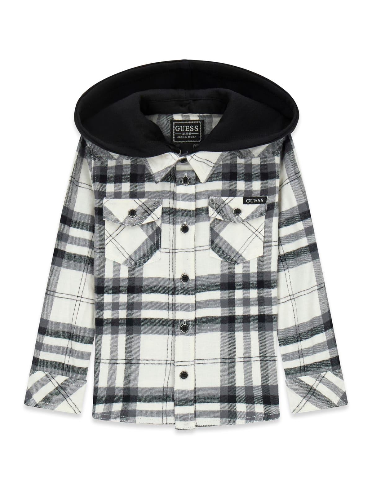 Детска риза на каре с качулка  Guess
