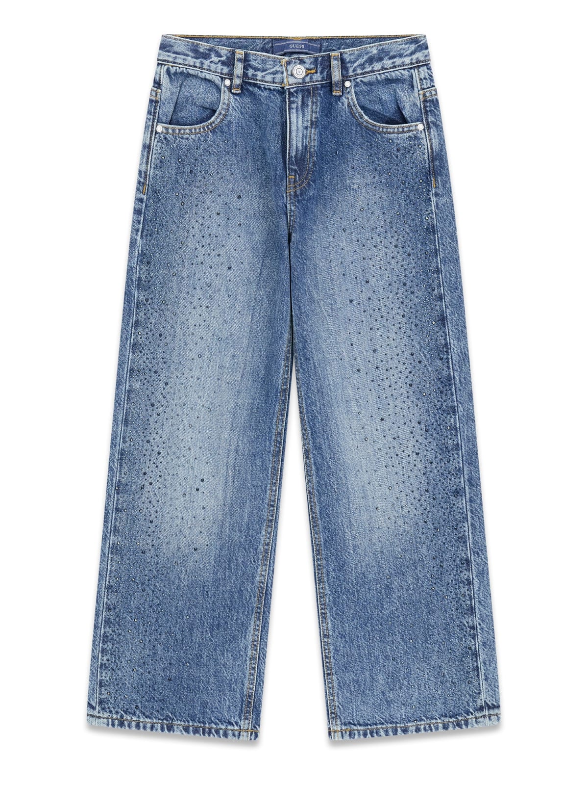 Детски разкроени дънки в светъл деним с камъчета Guess