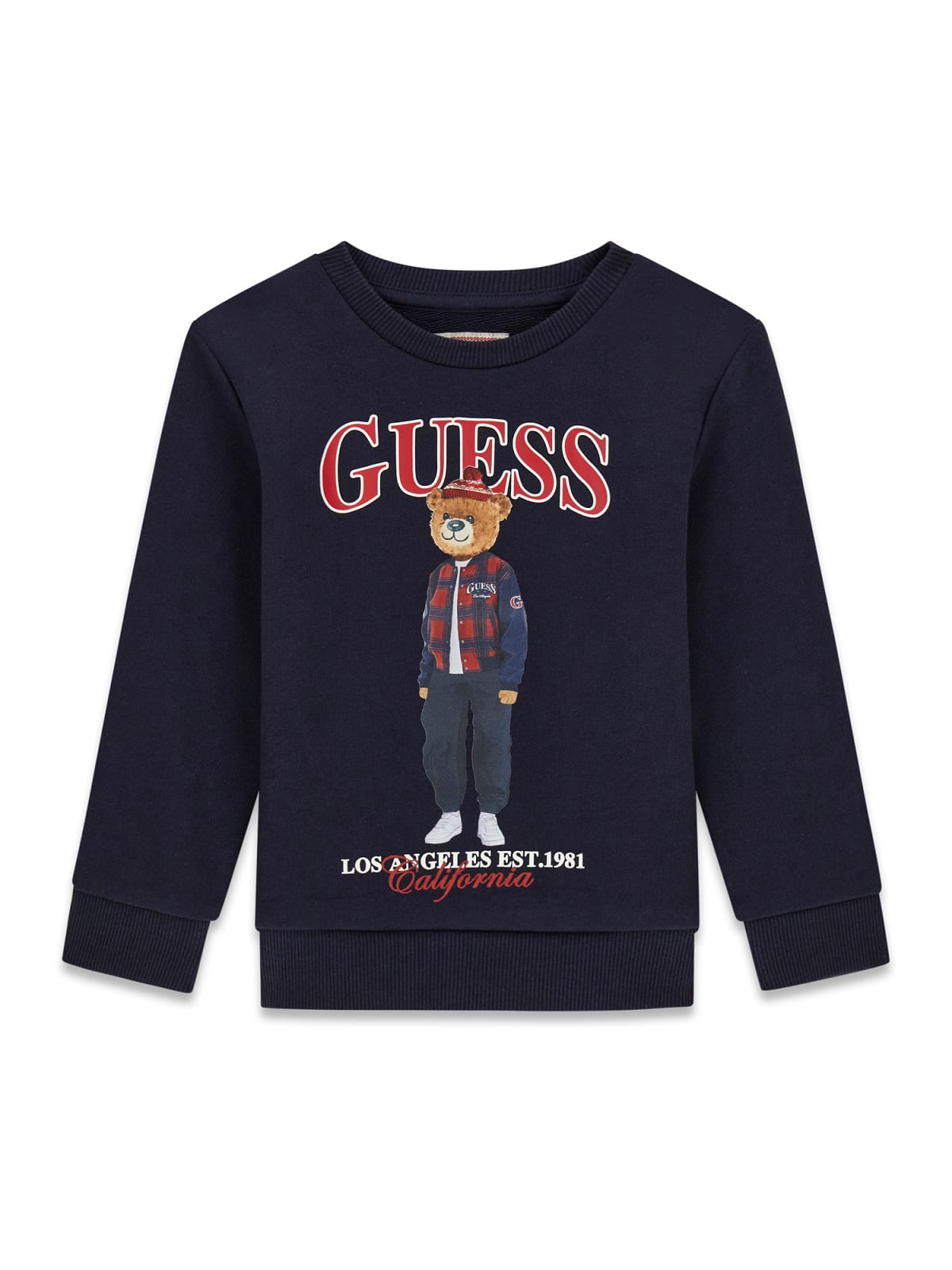 Бебешка блуза в тъмносин цвят с щампа мече Guess