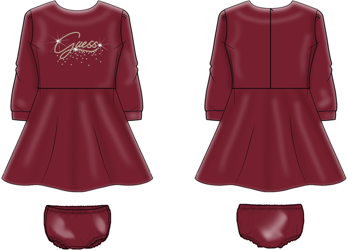 Бебешка рокля в цвят бордо Guess - 3