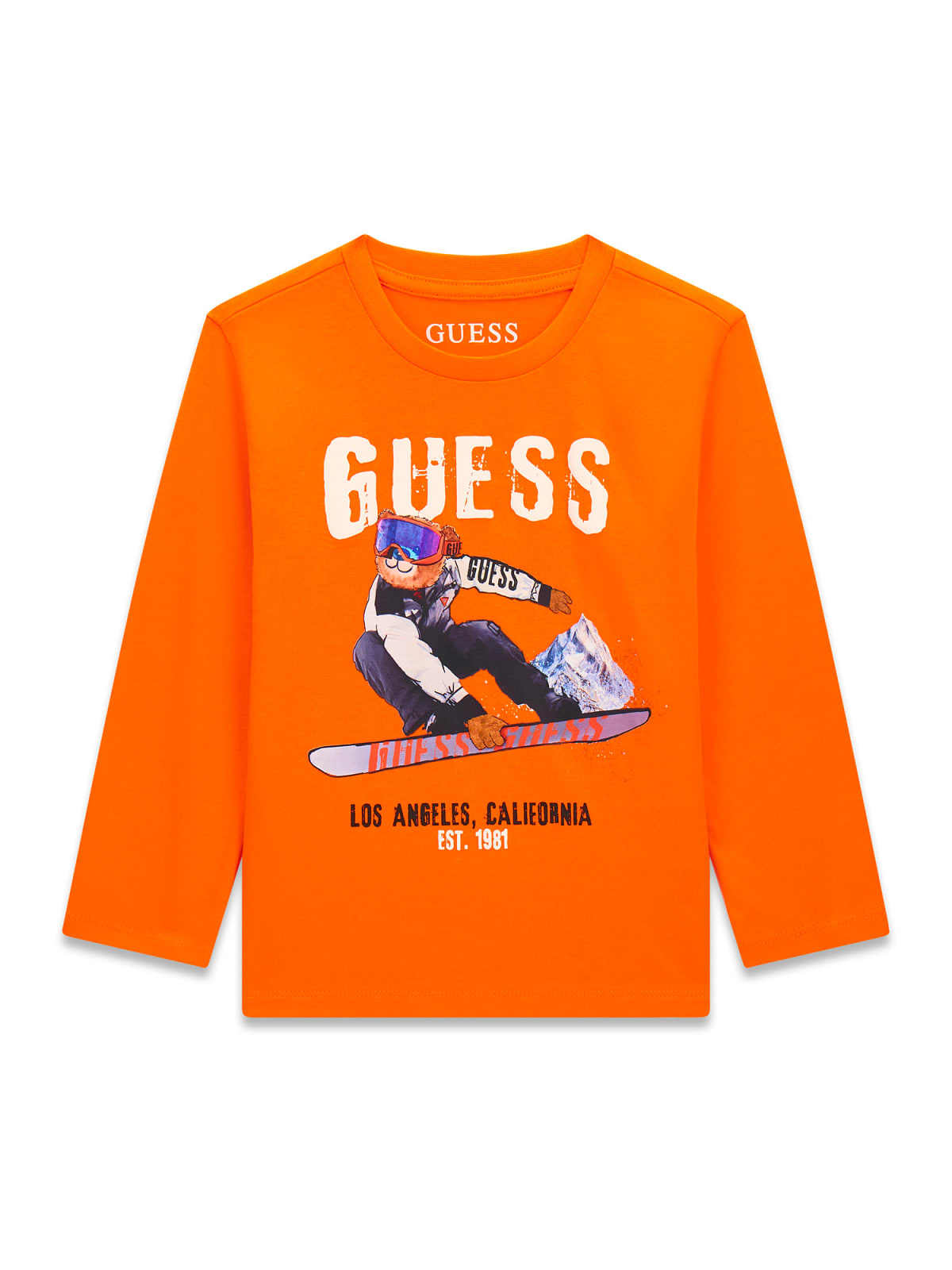 Бебешка блуза в оранжев цвят с щампа Guess