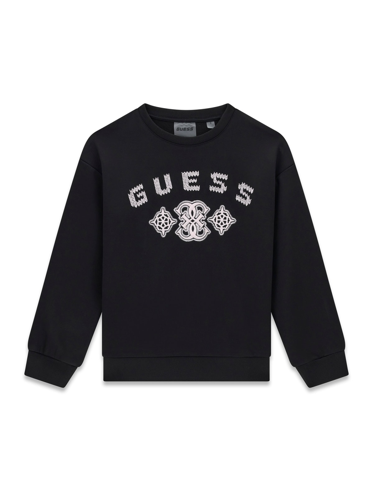 Детска плътна блуза в черен цвят с бродирано лого Guess