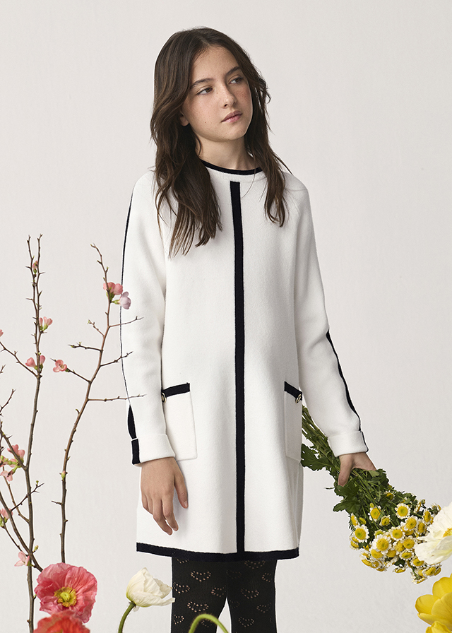 Детска бяла рокля с права кройка Abel & Lula - 2