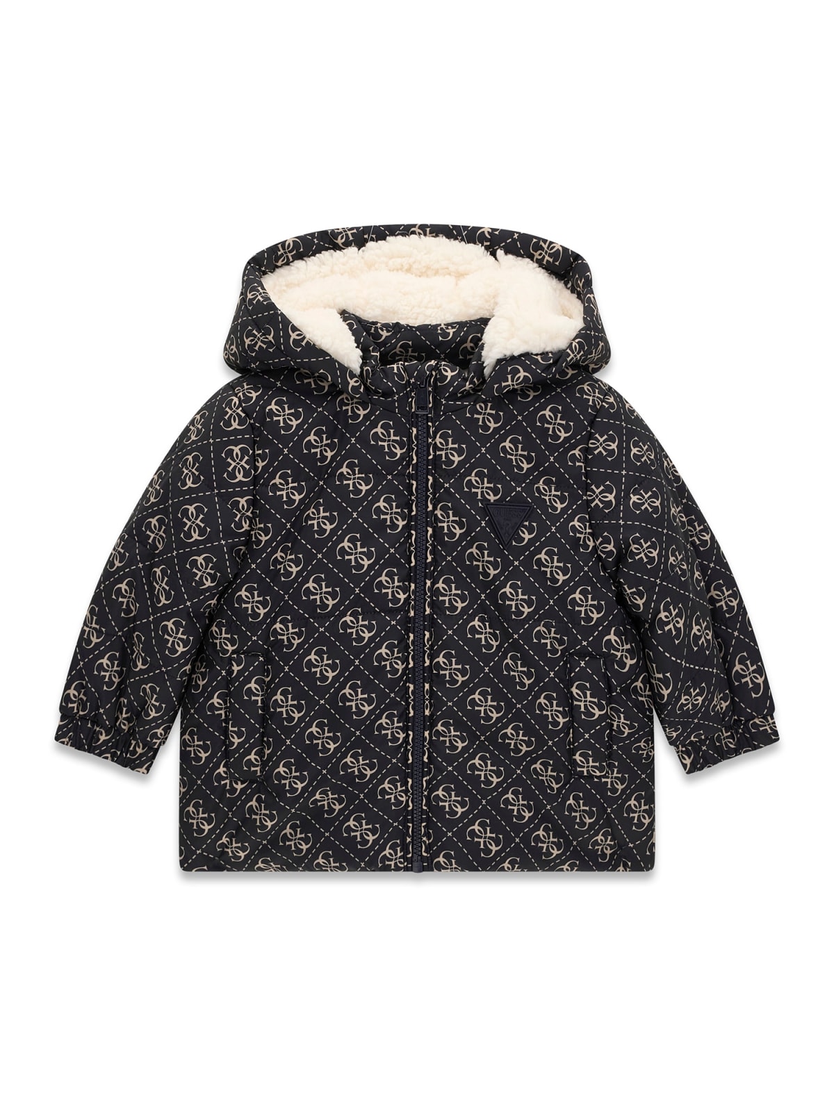 Бебешко яке в тъмносин цвят с подплата каракул Guess