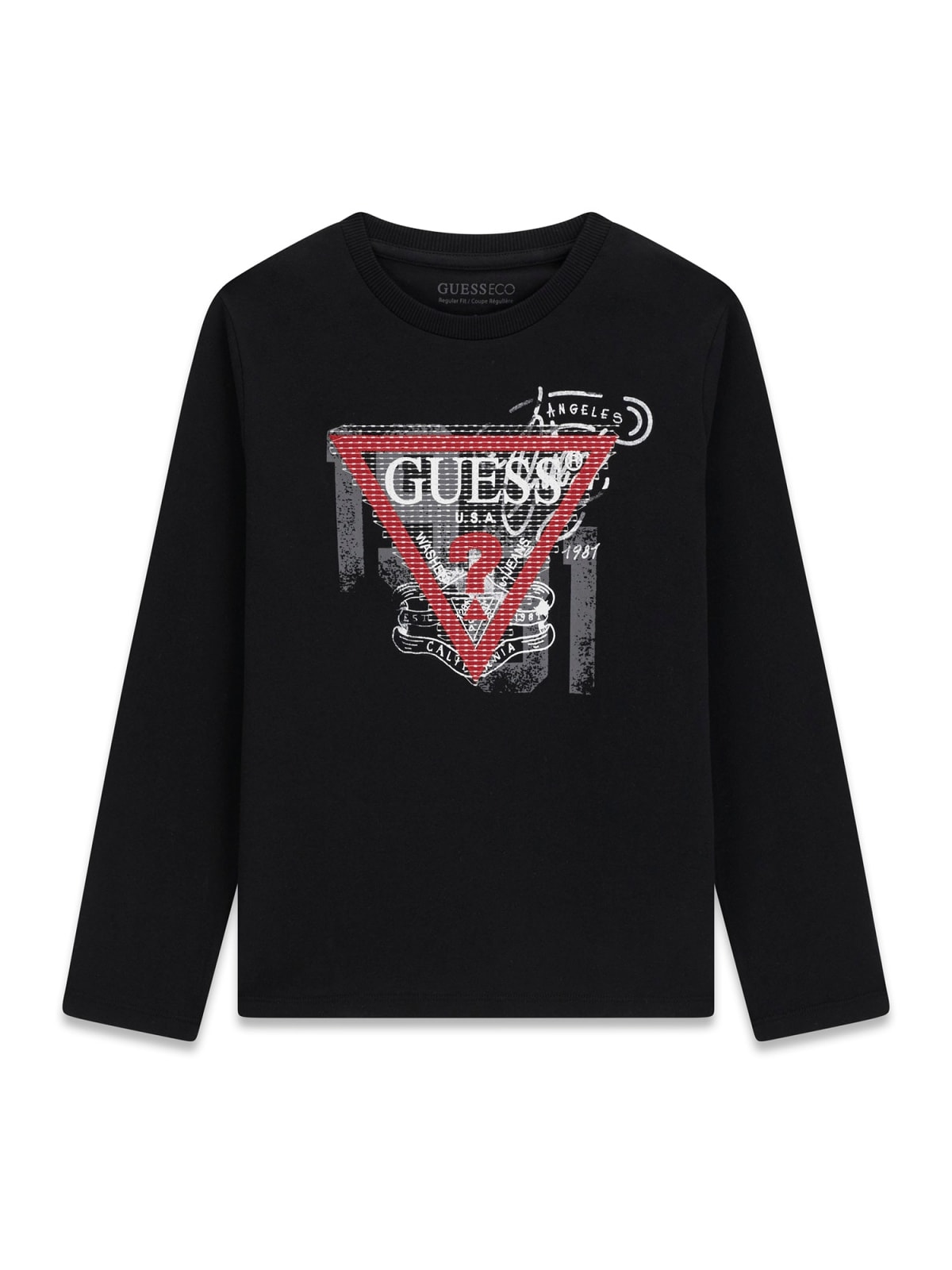 Детска черна блуза с лого в предната част Guess