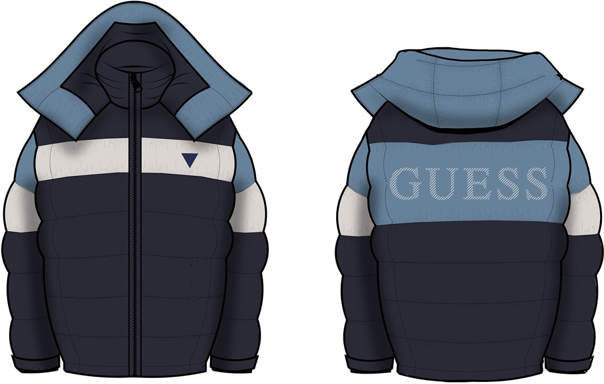 Детско синьо яке с лого на гърба Guess - 3