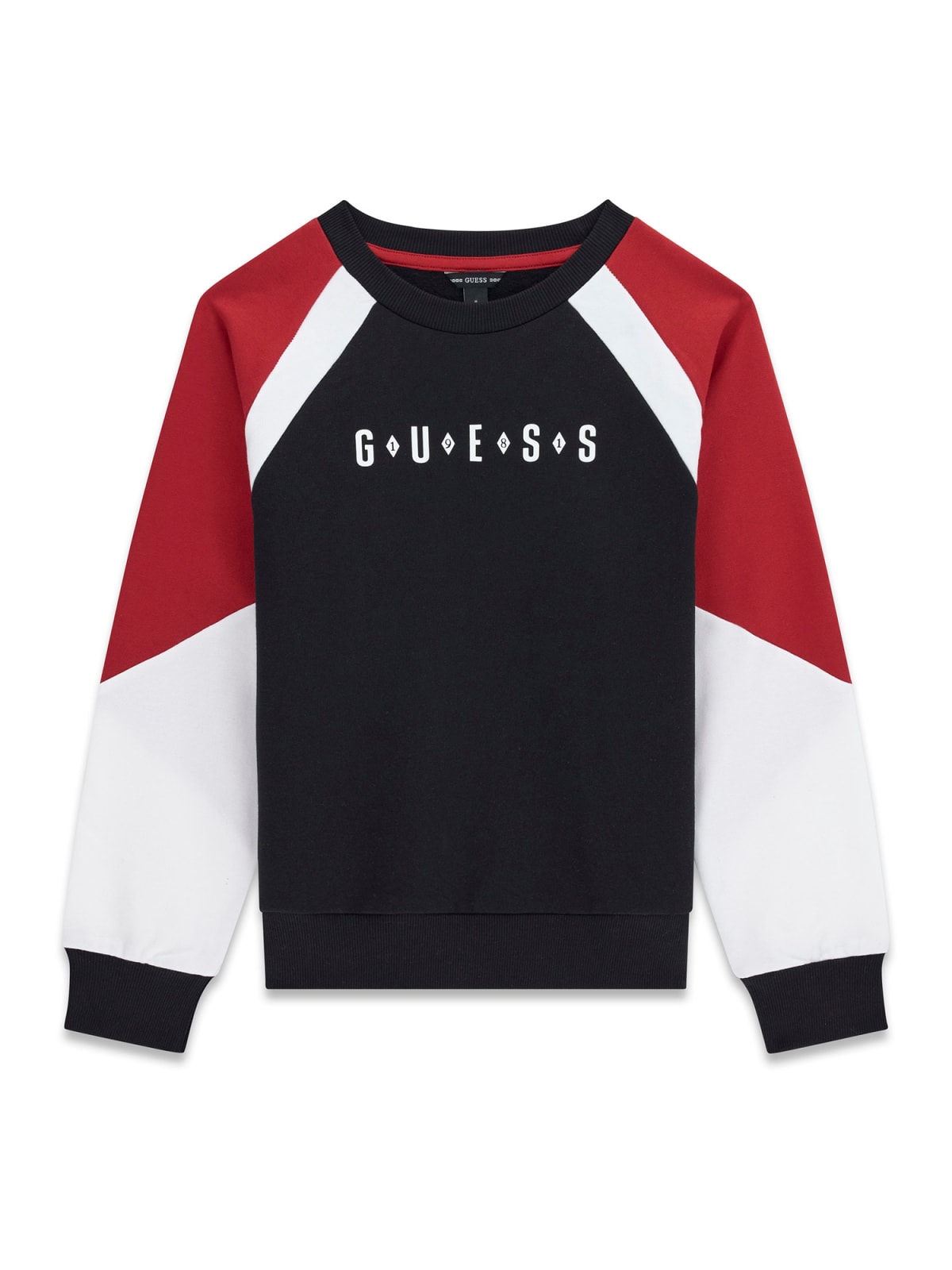 Детска плътна блуза в червен цвят с лого Guess