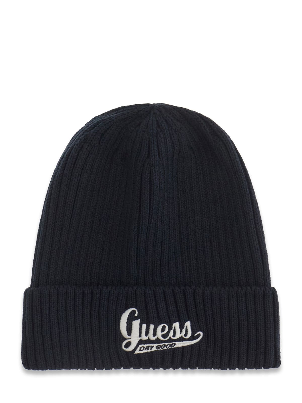 Детска черна плетена шапка с бродирано лого Guess