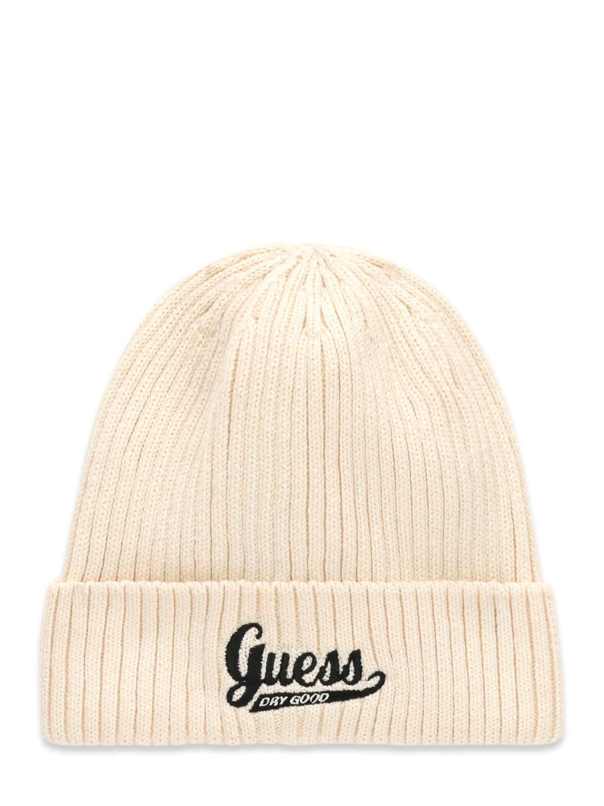 Детска плетена шапка в цвят екрю с бродирано лого Guess