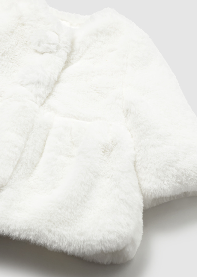 Бебешко разкроено пухкаво яке в бял цвят Mayoral - 3