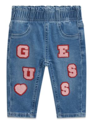 Бебешки дънки с декоративен надпис Guess