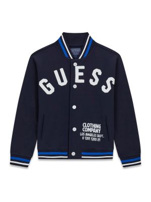 Детски суитшърт в тъмносин цвят с копчета и лого Guess