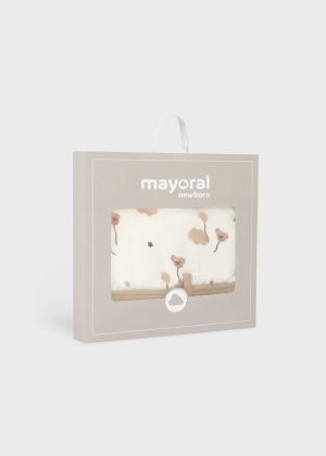 Бебешки памучен халат зайче в бежов цвят Mayoral