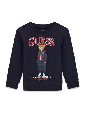 Бебешка блуза в тъмносин цвят с щампа мече Guess