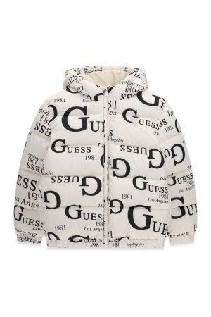Детско яке в бял цвят с надпис Guess