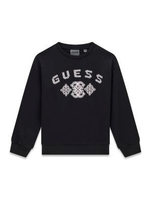 Детска плътна блуза в черен цвят с бродирано лого Guess