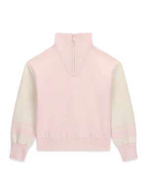 Детска плътна блуза в розов цвят с яка и цип Guess