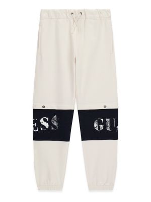 Детско памучно спортно долнище в бял цвят Guess