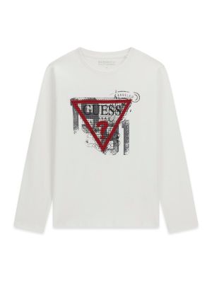 Детска бяла блуза с лого в предната част Guess