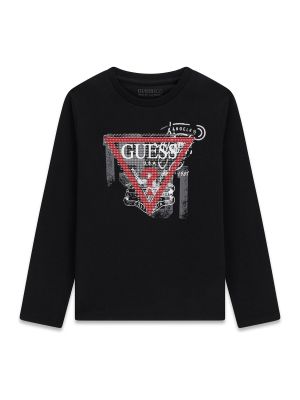Детска черна блуза с лого в предната част Guess